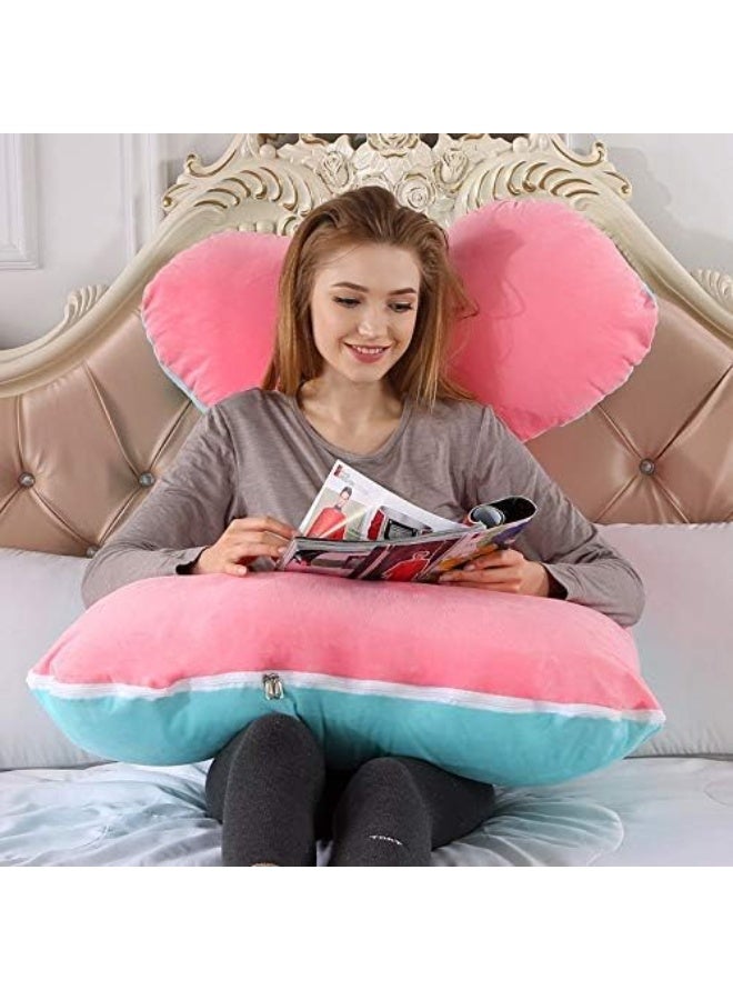 AIWANTO U-Shaped Pregnancy Body Pillow for Pregnant Women | Full Body Maternity Support for Sleeping & Resting  2-Tone Pink & Blue - Image 3